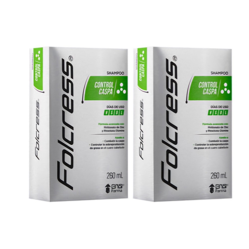 Folcress Control Caspa Shampoo Unisex ‎ 2 Pack Anti-Dandruff Zinc Formula